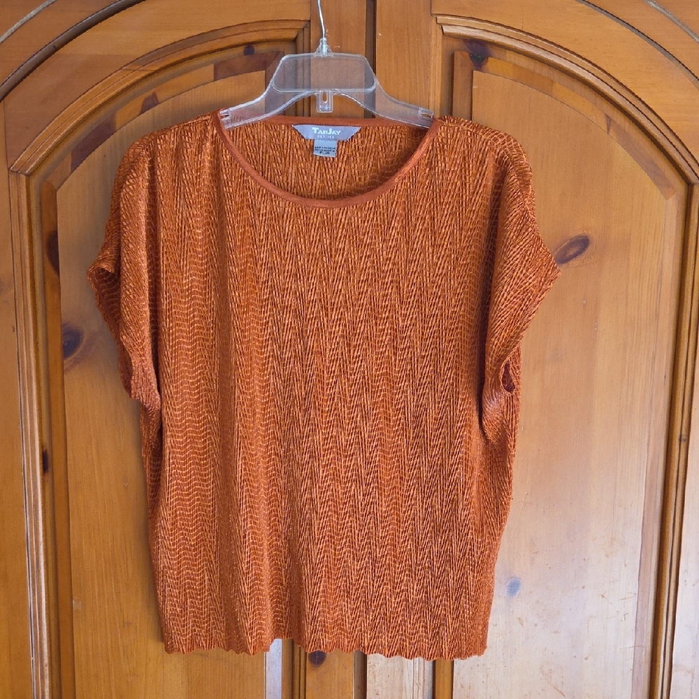 TanJay Burnt Orange Textured Top